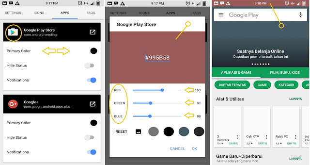 Cara Mengubah Tampilan Icon Dan Warna Statusbar Tiap Aplikasi Yang di Jalankan di Android