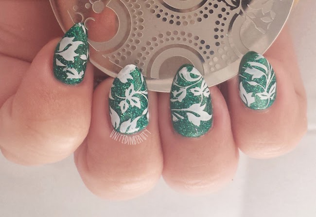 United In Beauty: Green Holograpic Nail Stamped With Ivy - 12 Days of ...