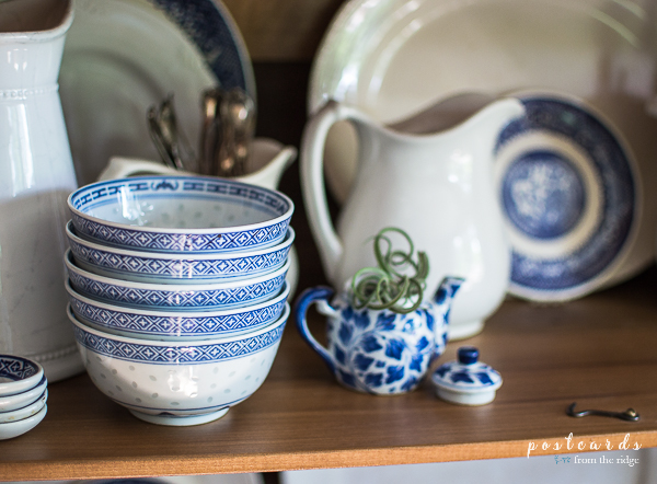 Love the blue and white bowls and dishes.