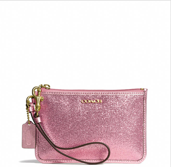 Coach Small Wristlet in Glitter Fabric 50374B in Pink | Polka B ...