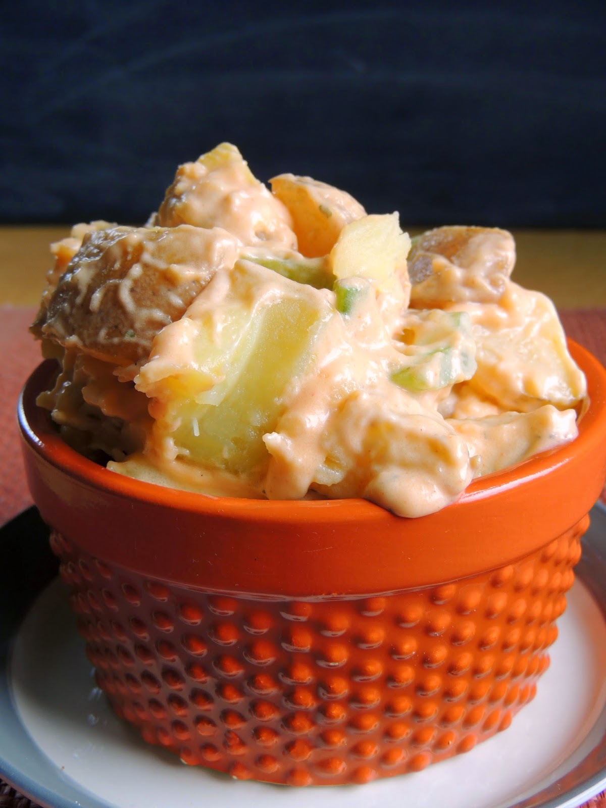 Traditional potato salad gets a game day makeover in this Creamy Buffalo Ranch Potato Salad.