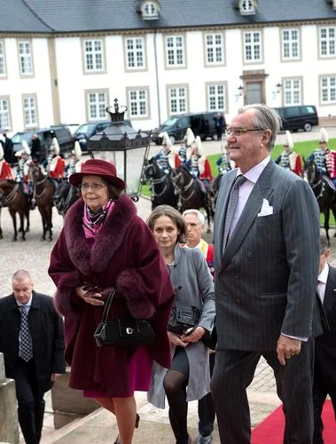 Welcome ceremony for Slovakia President Ivan Gasparovic and his wife Silvia Gasparovicova. Crown Princess Mary, Princess Marie