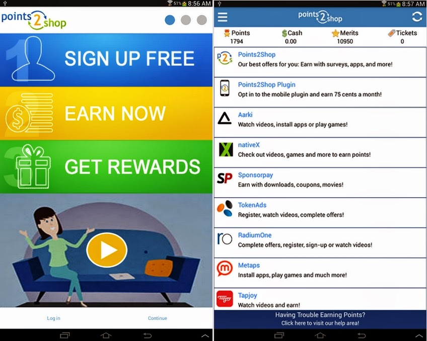 Earn with Points2Shop Mobile app