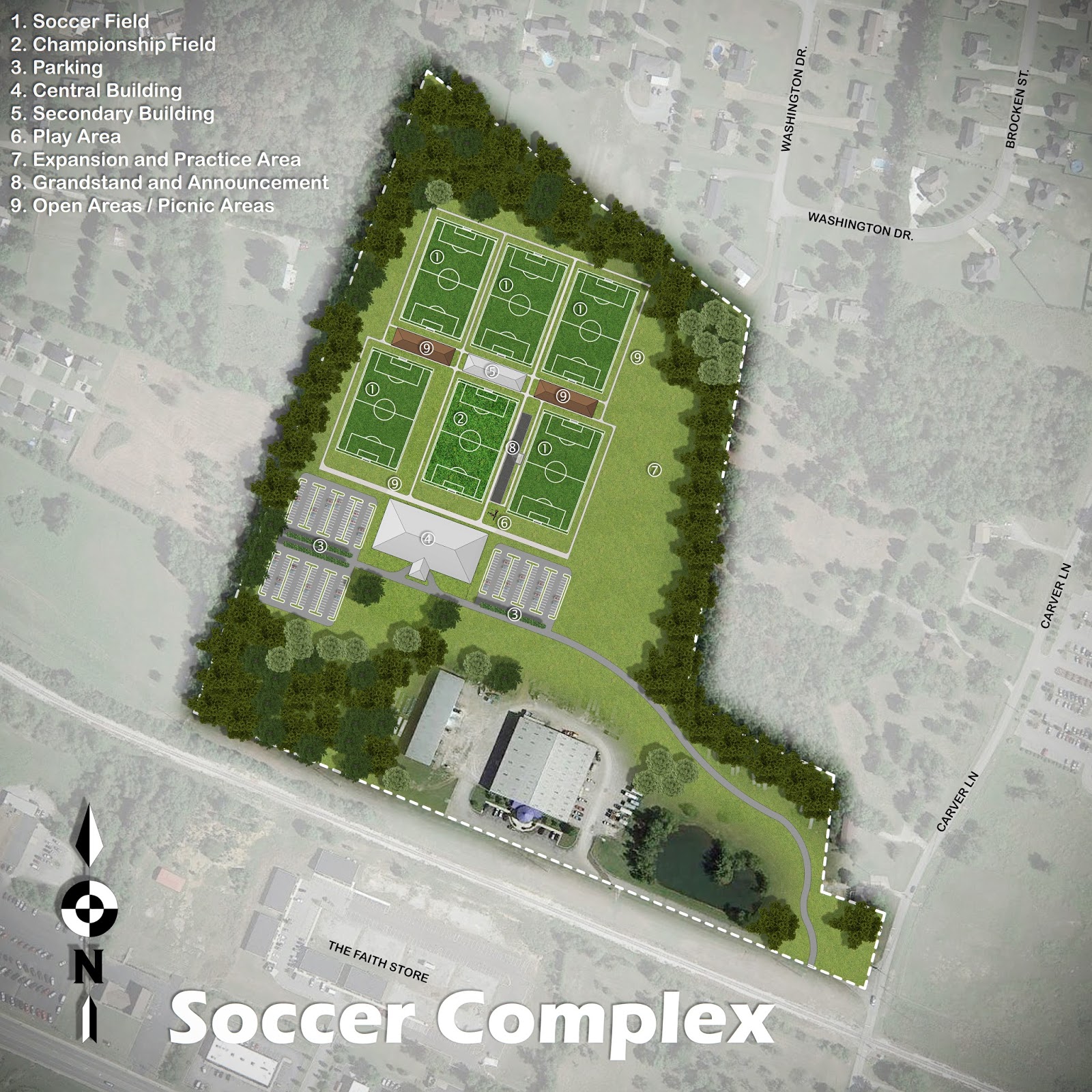 Soccer Complex Schematic Site Plan, Wilson County, Tennessee