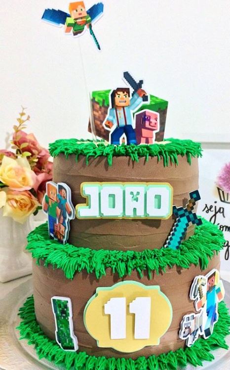 Topper para Torta Feliz Cumple Minecraft - Tu sitio ideal!