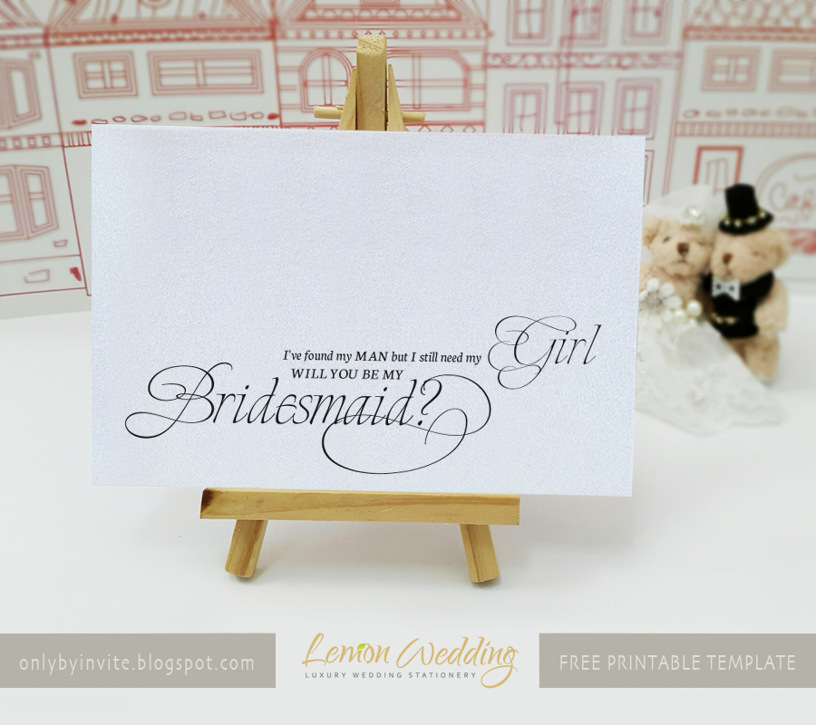 Bridesmaid Card Printable Free