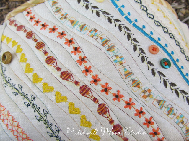 Patchouli Moon Studio~ Fabric Basket with Decorative Stitches
