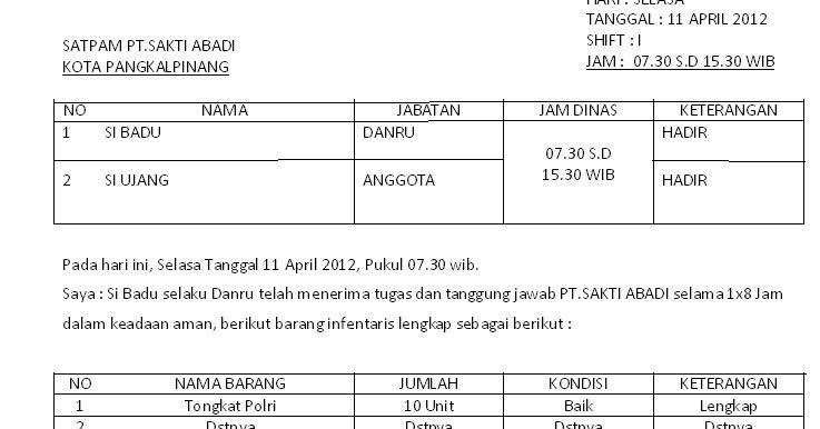 Harian Contoh Buku Laporan Patroli Satpam Nusagates