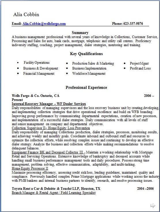 internal recovery manager sample resume format in word sample counseling resume