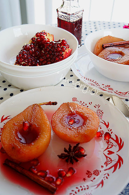 Baked Pears In Spiced Pomegranate Syrup