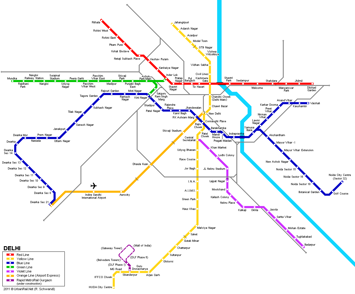 Delhi Metro Rail Map 2014 