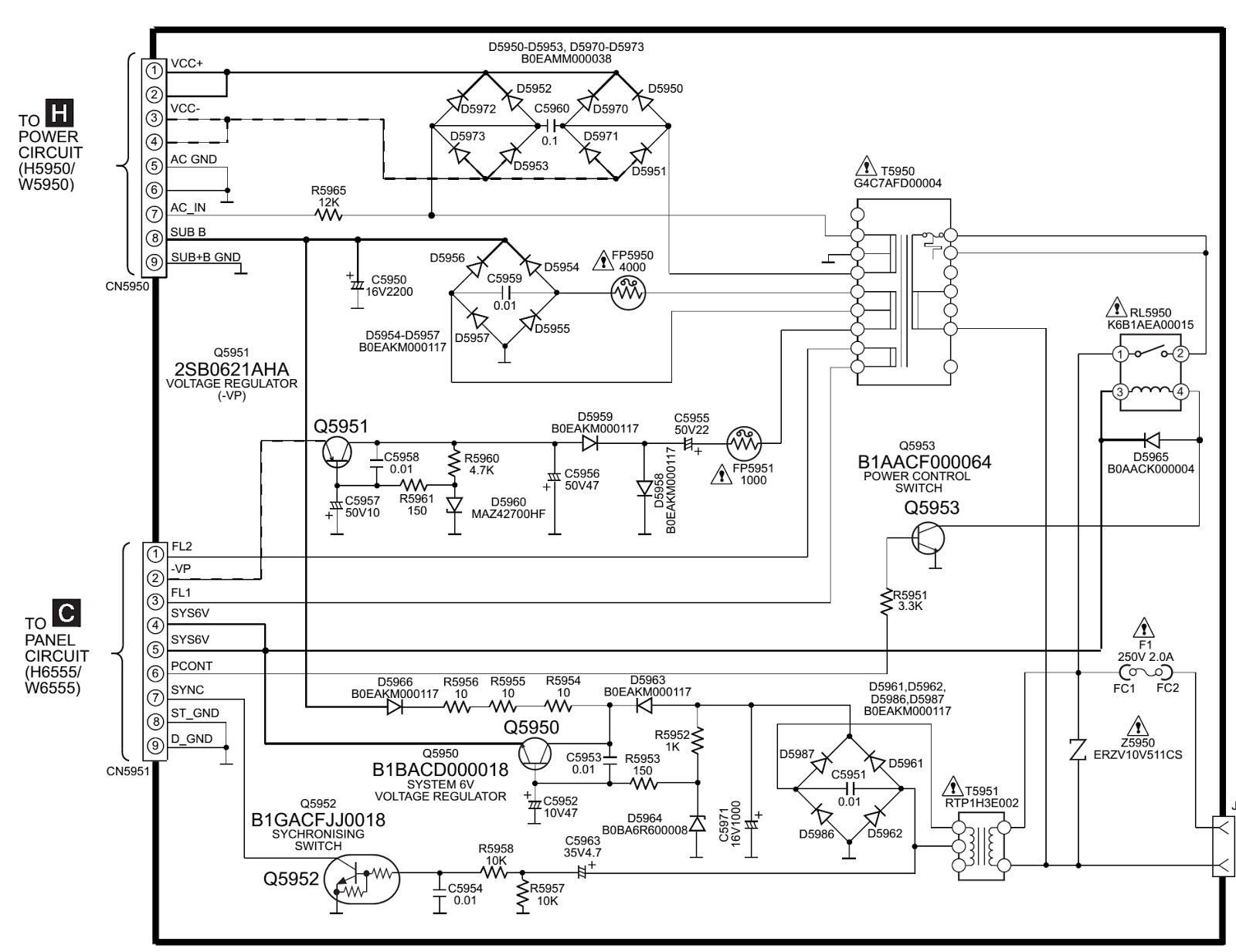 Schematic Diagrams: PANASONIC SA AK630 - SCHEMATIC - POWER - AMP