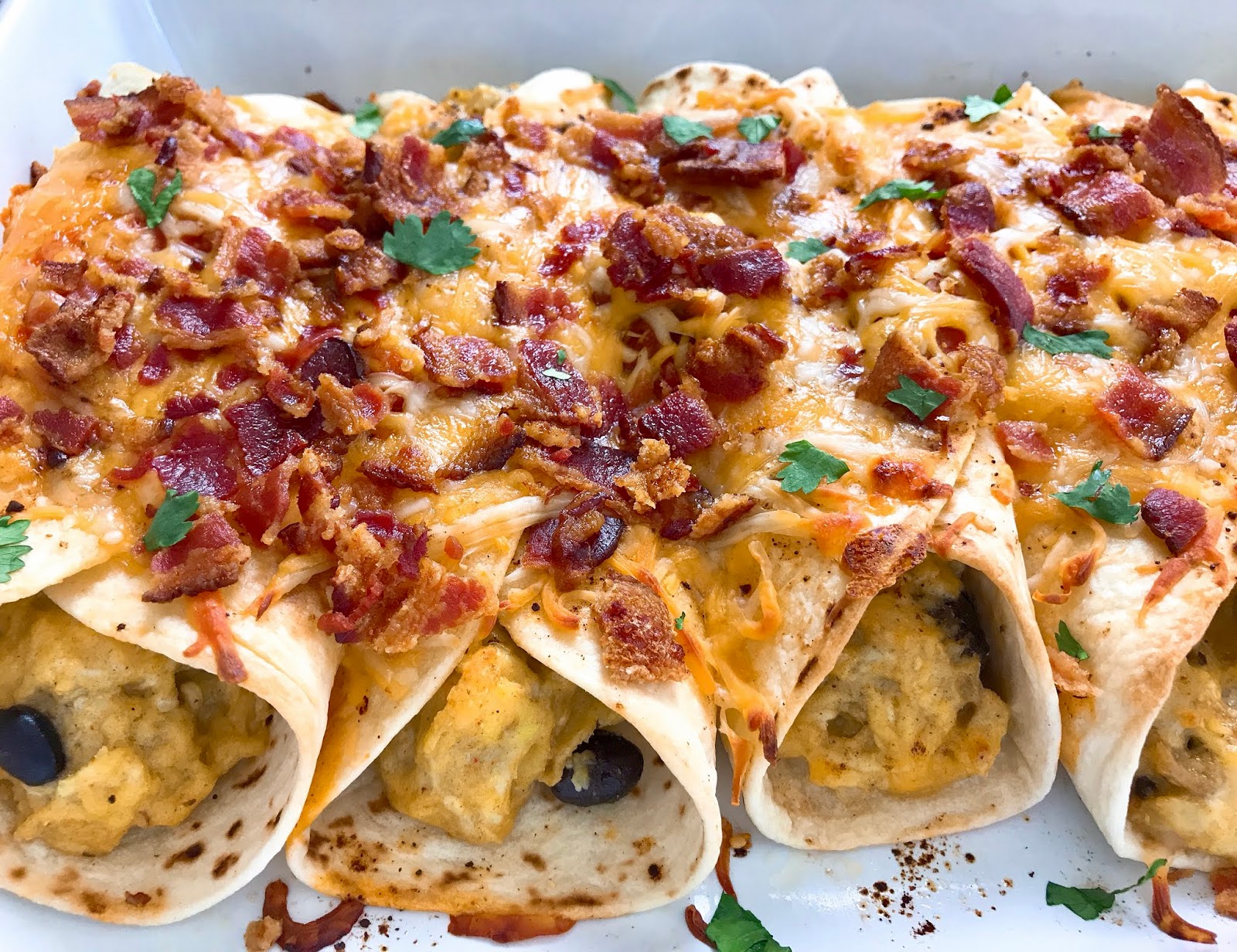 Egg and Cheese Enchiladas with Bacon