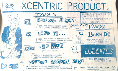 Xcentric Noise Records Advert Circa 1984 from Kindred Spirit fanzine