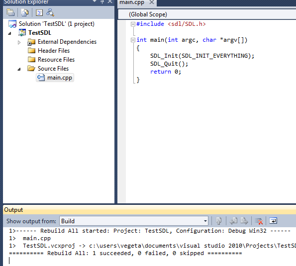 Configuring SDL with Visual Studio 2010 ~ smartnoob