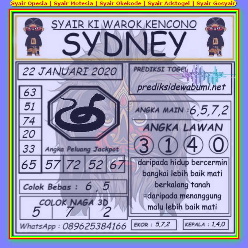 1 New Message Kode Syair Sydney 22 Januari 2020 Forum Syair Togel Hongkong Singapura Sydney