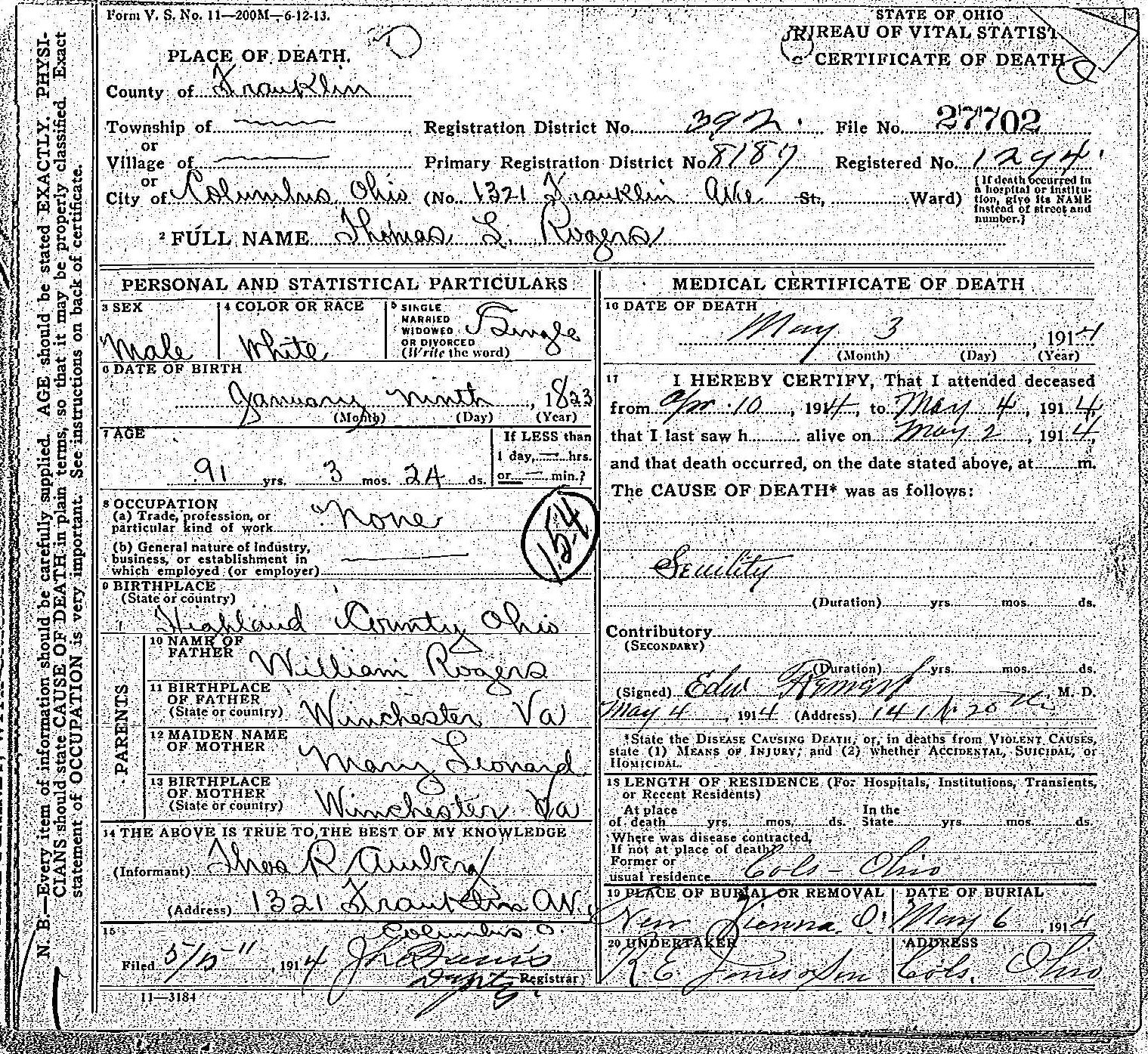 Haunted History of Columbus, Ohio Causes of Death in the First Half of