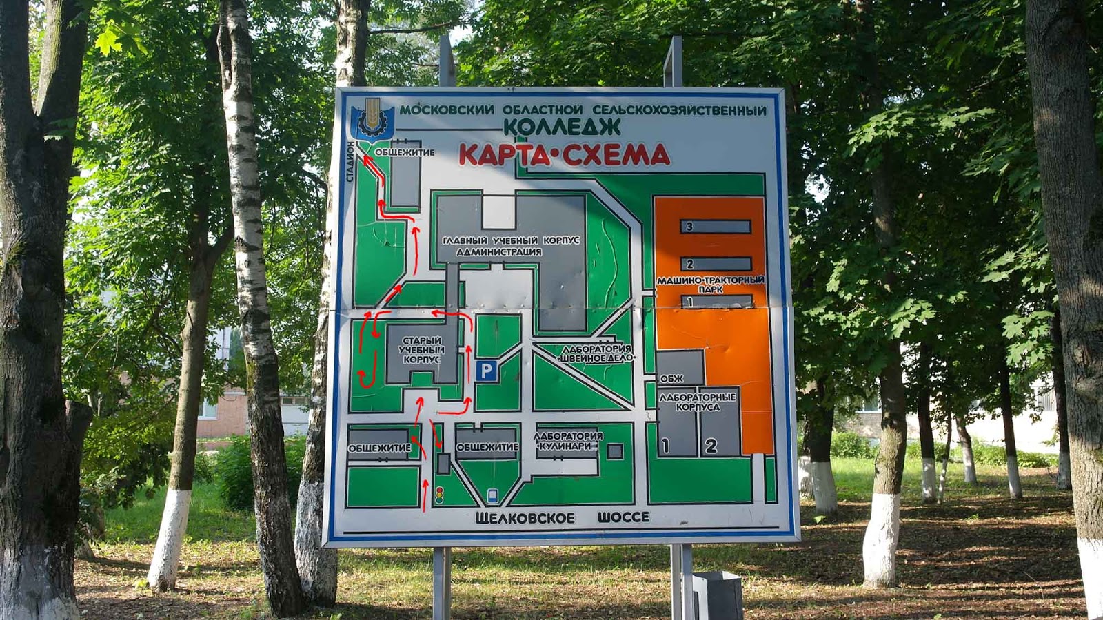 В старинном парке корпуса больницы кирпичные простые корпуса