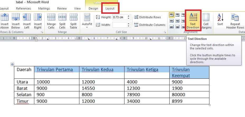 Mengatur Text Direction Dan Alignment Di Dalam Cell Tabel Di Ms Word Teknologi Informasi