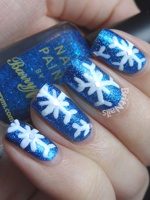 Blue Glitter Snowflakes | Brit Nails