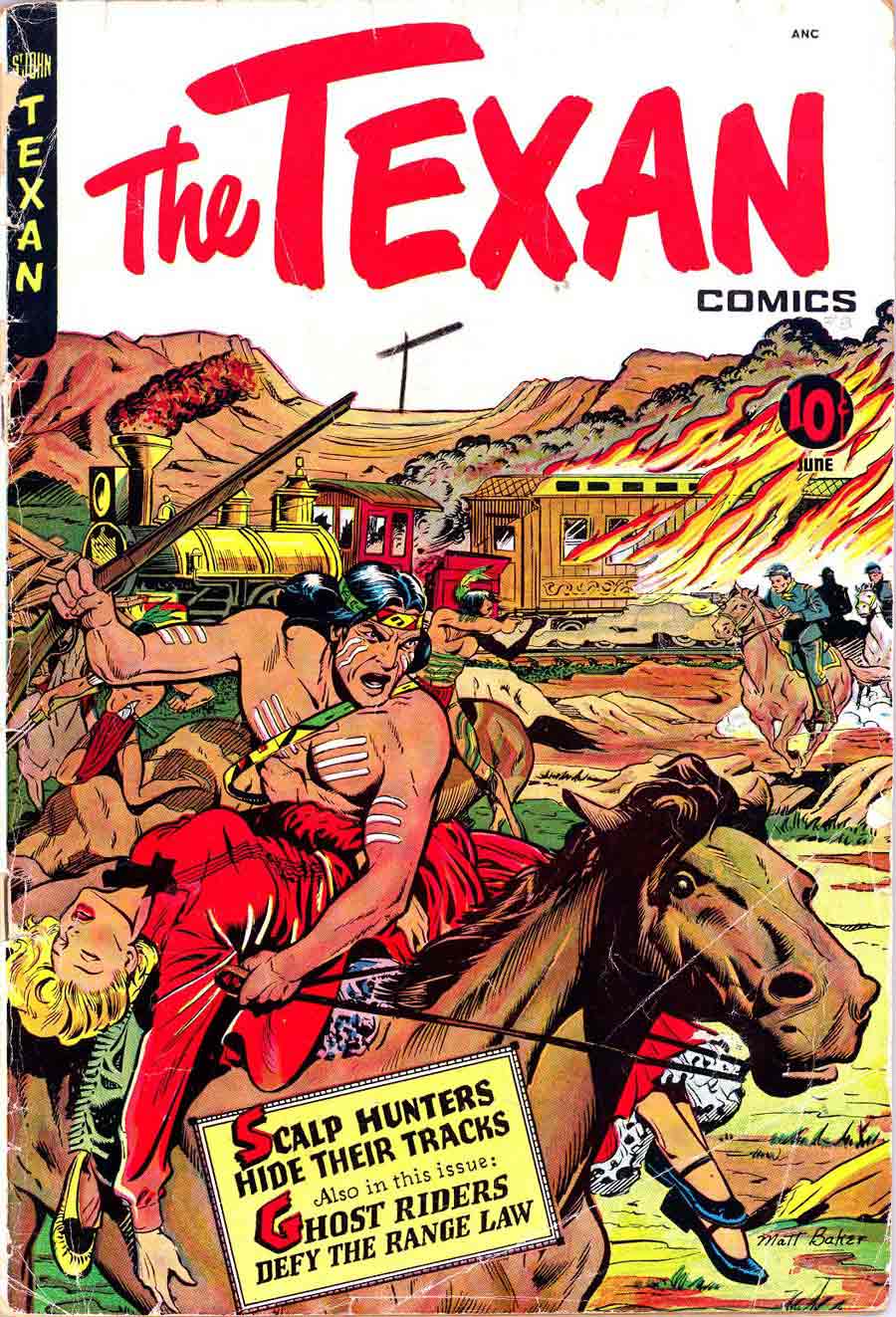 Matt Baker golden age 1950s st. john western comic book cover art - Texan #8