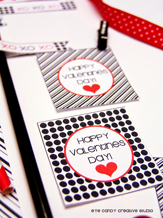 polka dots, black & white valentines, valentines gift tags, freebies