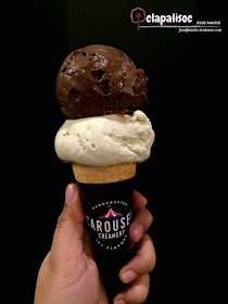 Carousel Creamery Dark Side Chocolate Ice Cream, Olive Basil Ice Cream