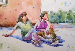 painting watercolour watercolor macphail nora artist goodbye couple 4x6 urban