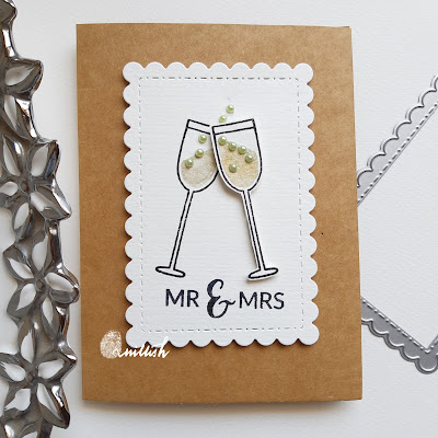 champagne stamp card, wedding card, Jane's doodles cheers stamp card, quillish