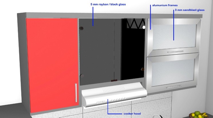  Kitchen  Set  Lurus Warna  merah  Pintu Hidrolis Alumunium 