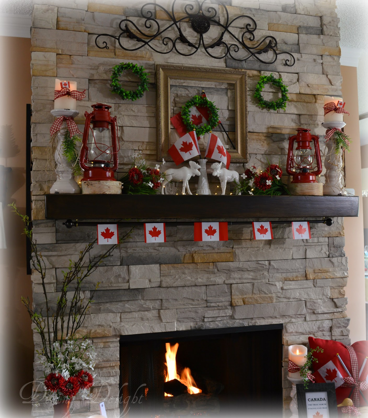 Dining Delight Canada Day Mantel Decor