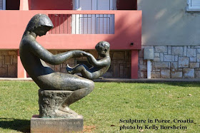 Poreč Croatia, Istria, bronze art, Bronze sculpture, mother and child