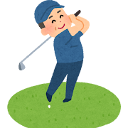 ゴルフをしている人のイラスト（中年男性）
