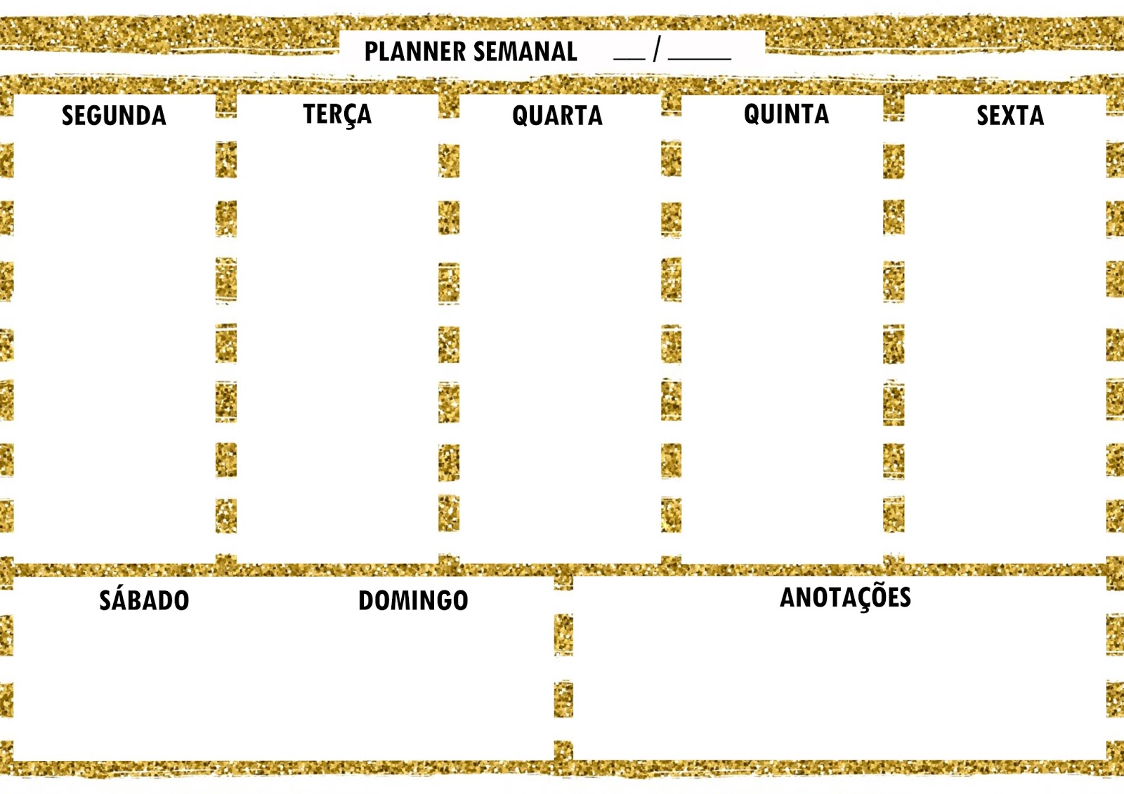 planner semanal dourado blog da laise
