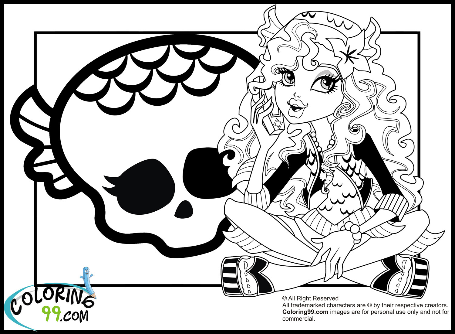 face portrait of lagoona blue coloring pages - photo #7