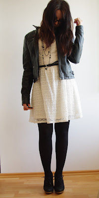 Outfit Lace Dress & Leather Jacket