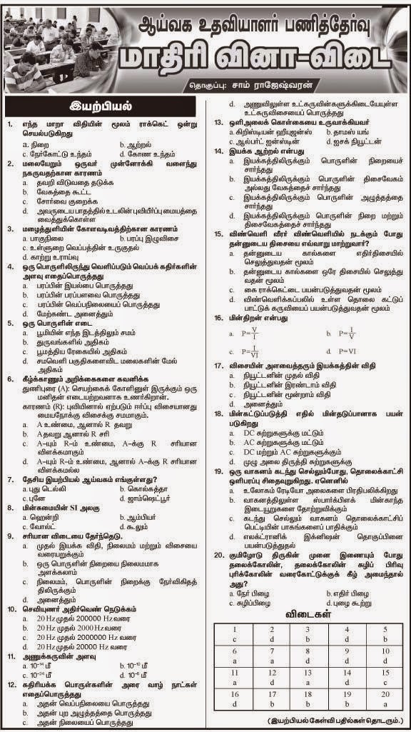 TNPSC Recruitments TNPSC Study Materials TNPSC Model Question