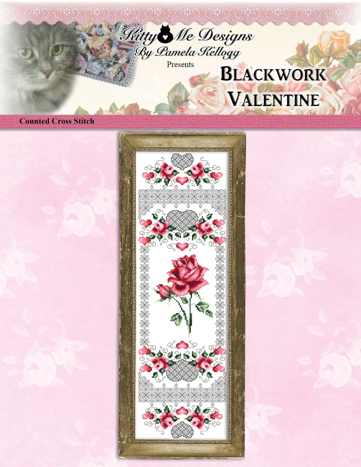 Kitty And Me Designs Blackwork Valentine Cross Stitch Pattern