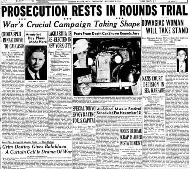 Benton Harbor, MI newspaper headlines, 5 November 1941, worldwartwo.filminspector.com