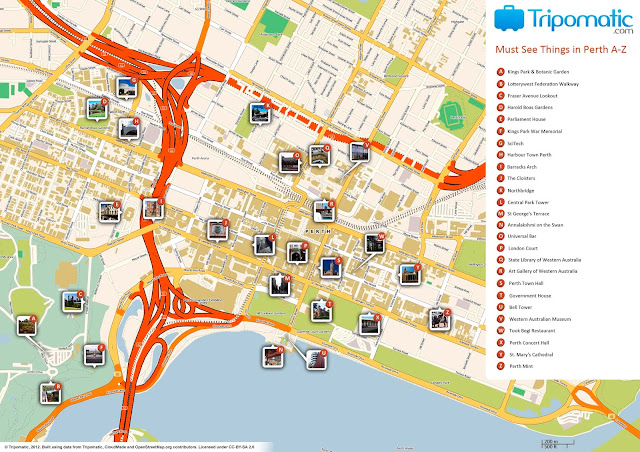 Perth attractions map