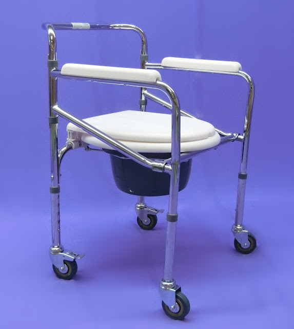 Adjustable Folding Commode Chair with Castor Malaysia Penang Kerusi