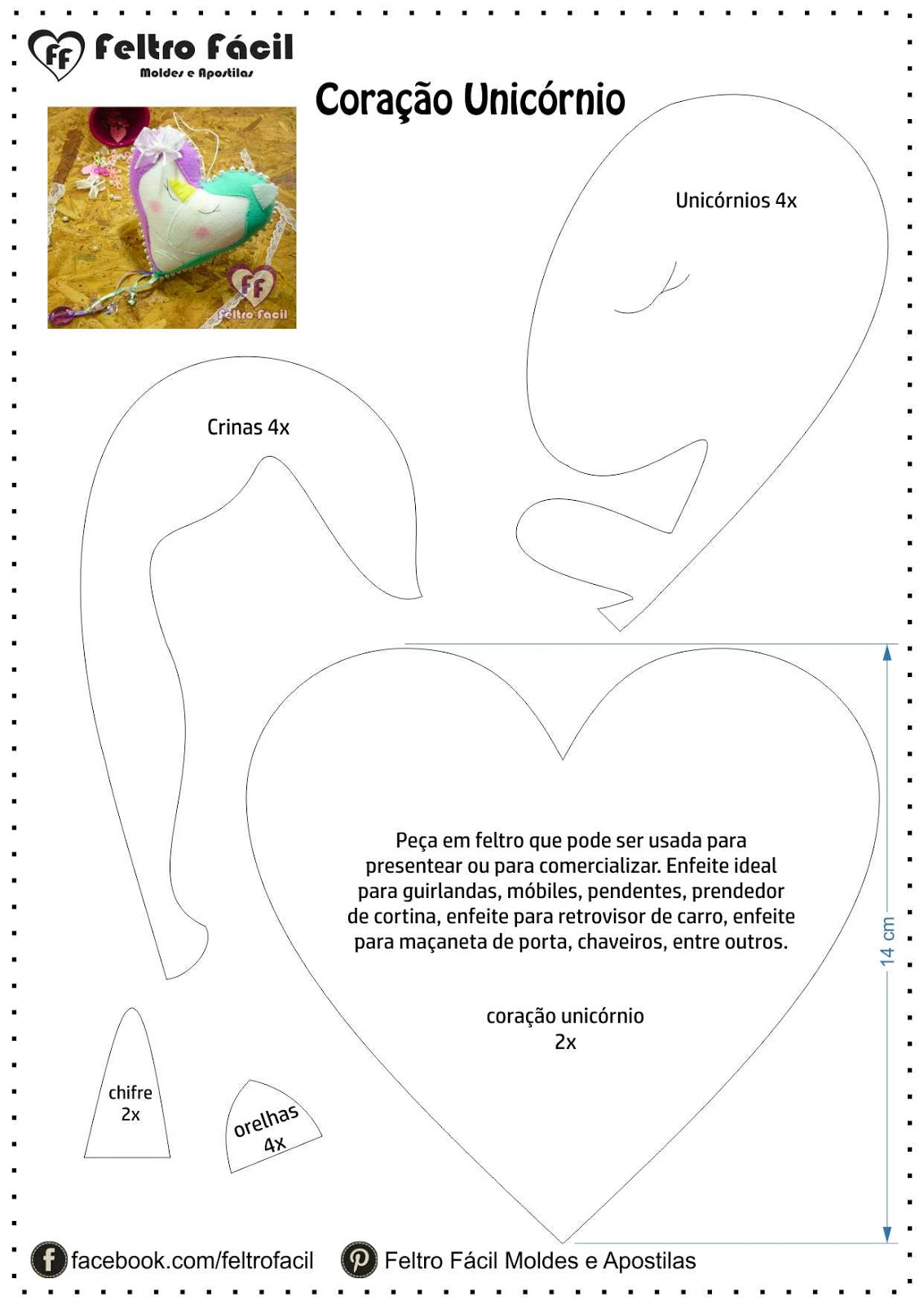 Feltro Fácil Moldes e Apostilas Coraç u00e3o de Unicórnios Molde Pedras Artesanato Atacado ~ Feltro Fácil Moldes e Apostilas Coraç u00e3o de Unicórnios Molde
