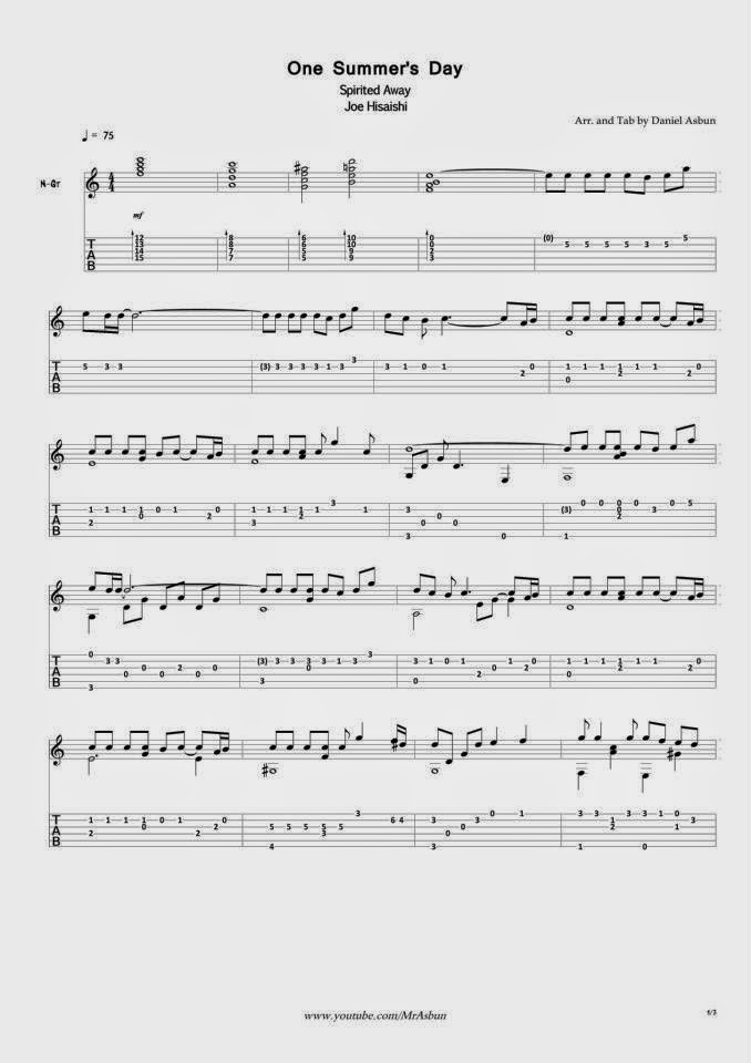One Summer's DayJoe Hisaishi Guitar Tabs