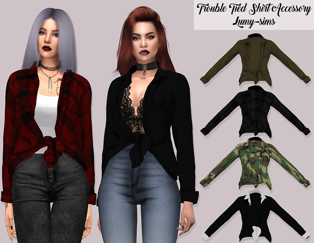 Sims 4 Ccs The Best Trouble Tied Shirt Accessory By Lumy Sims