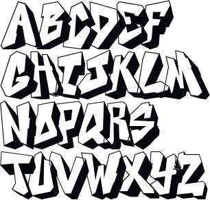 Graffiti Buchstaben A-Z zum ausdrucken, Graffiti Schrift ABC 