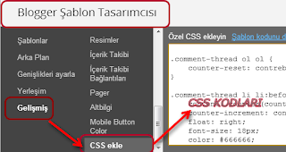 CSS Kodu Şablon Görsel Açıklaması