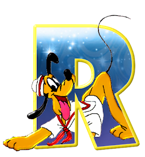 Alfabeto de personajes Disney con letras grandes R Pluto. 