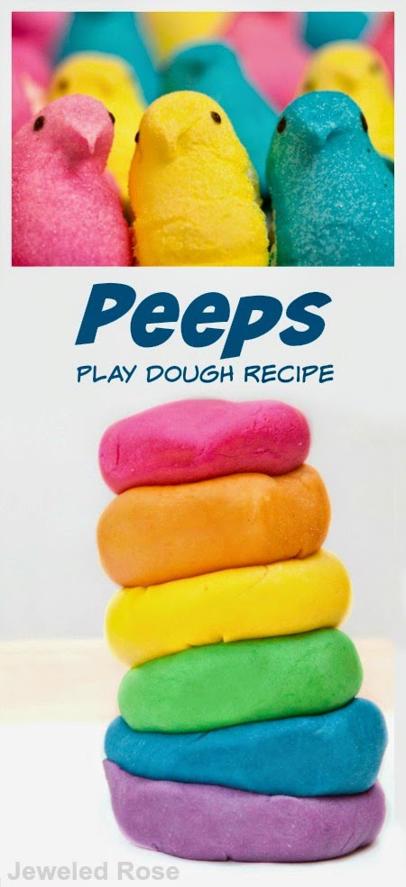 How to make PEEPS play dough- what a fun way to use some of that Easter candy the kids are sure to have too much of!