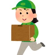走る配達員のイラスト（女性）