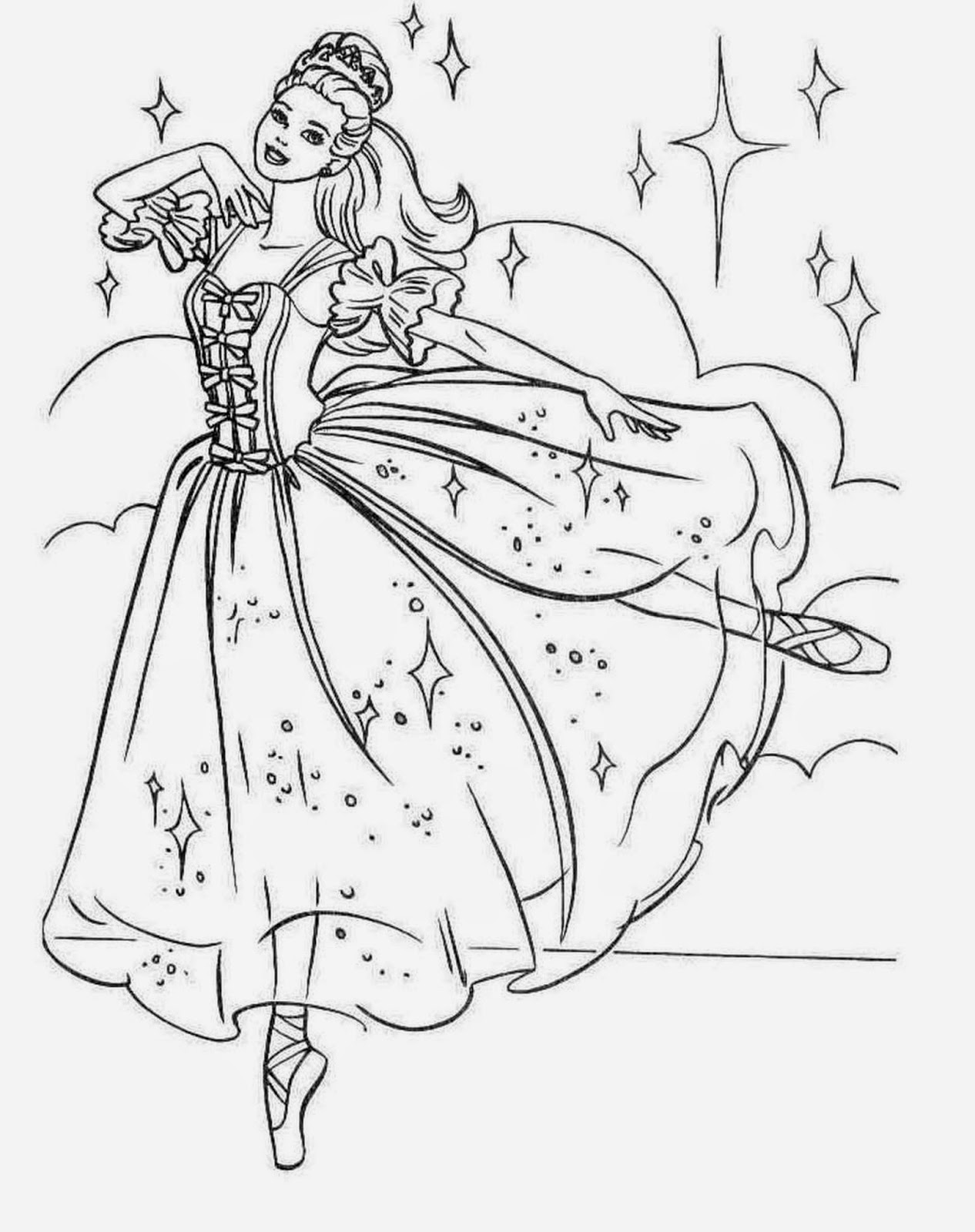 Gambar Berikut Gambar Sketsa Hitam Putih Mewarnai Barbie Princess